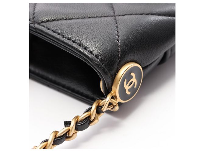Borsa a secchiello Chanel Matelassé in pelle di agnello nera Nero - vista 7