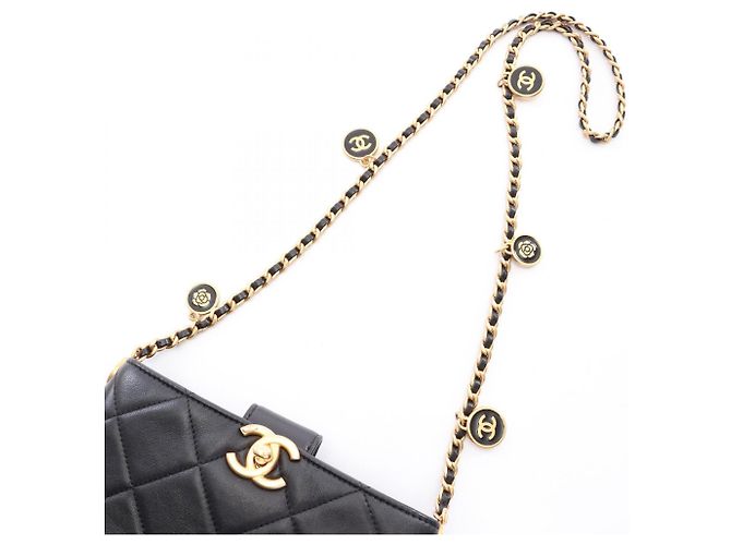 Borsa a secchiello Chanel Matelassé in pelle di agnello nera Nero - vista 8