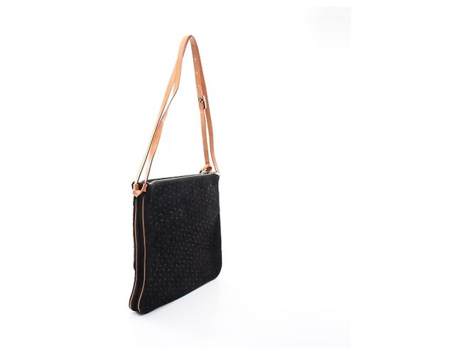 Céline Celine C Macadam Twin Schultertasche/Handtasche Schwarz Beige - Ansicht 2