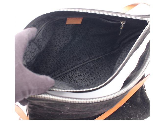 Céline Celine C Macadam Twin Schultertasche/Handtasche Schwarz Beige - Ansicht 3