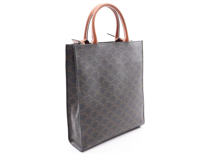 Céline Celine Small Vertical Cabas Triomphe 2-Way Tote Bag Braun Schwarz - Ansicht 2