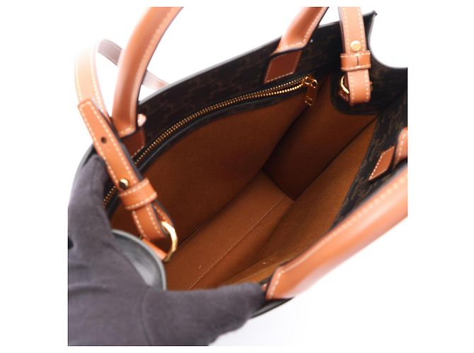 Céline Celine Small Vertical Cabas Triomphe 2-Way Tote Bag Braun Schwarz - Ansicht 3