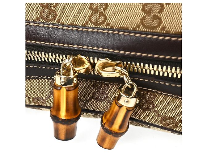 Gucci Bamboo Horsebit Canvas and Leather Marrone - vista 4
