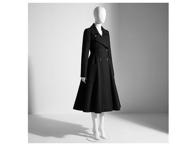 Christian Dior Abrigo de Lana Negro - vista 3