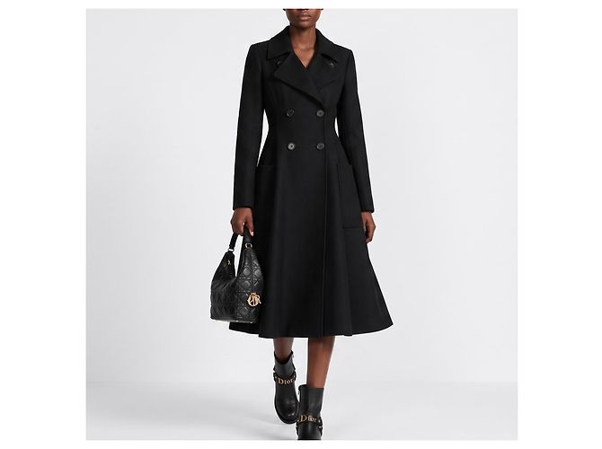 Christian Dior Abrigo de Lana Negro - vista 4