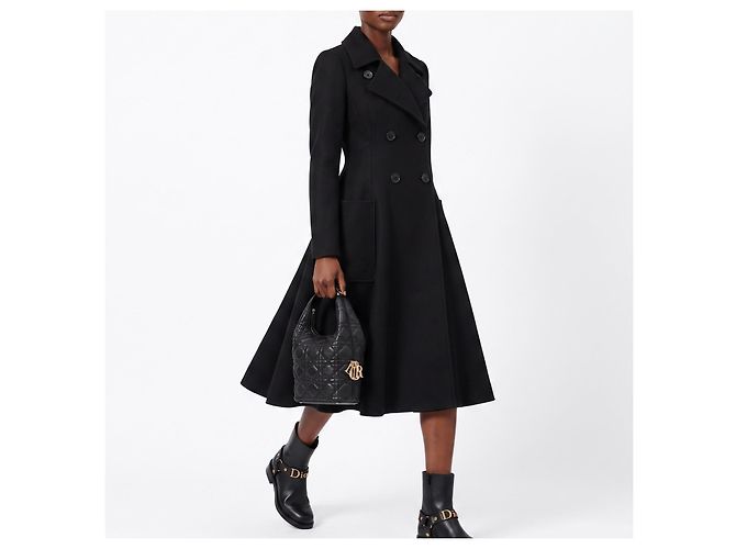 Christian Dior Abrigo de Lana Negro - vista 5