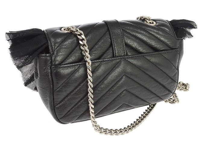 Autre Marque Saint Laurent Loulou Puffer Leather & Tulle Nero - vista 2
