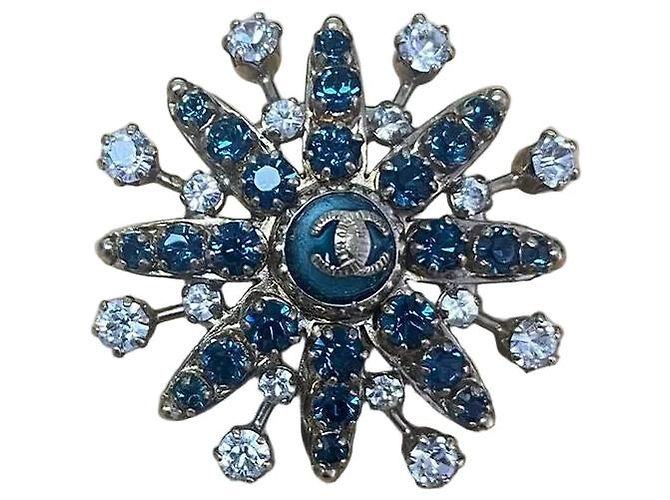 Orecchini Chanel Crystal Star White Blue Silver hardware Metal Glass - vista 2