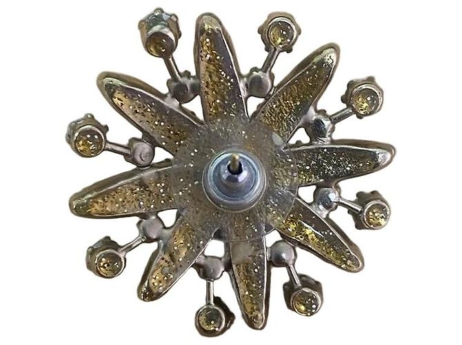 Orecchini Chanel Crystal Star White Blue Silver hardware Metal Glass - vista 3
