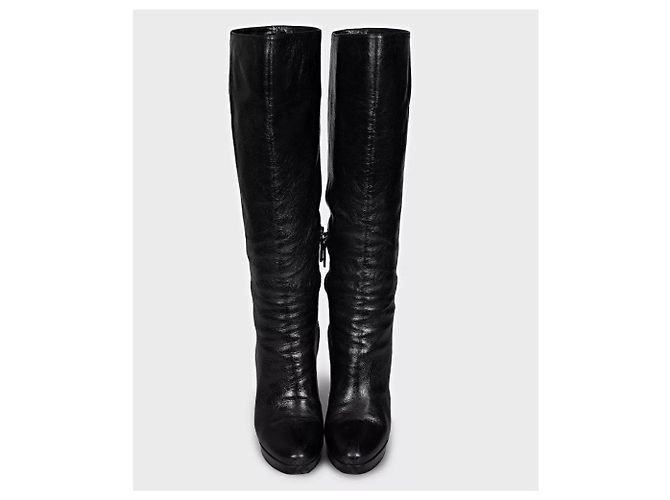 PRADA Black Leather Knee-High Boots — EU 38 Pre-owned - view 2
