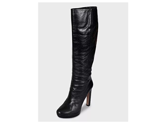 PRADA Black Leather Knee-High Boots — EU 38 Pre-owned - view 3