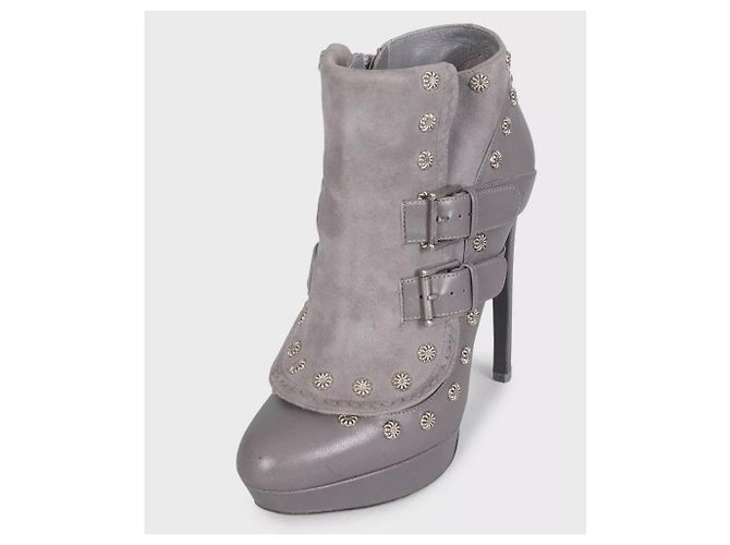Stivaletti Alexander McQueen in pelle e camoscio grigio EU 37 usati - vista 3