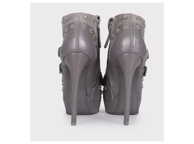 Stivaletti Alexander McQueen in pelle e camoscio grigio EU 37 usati - vista 4