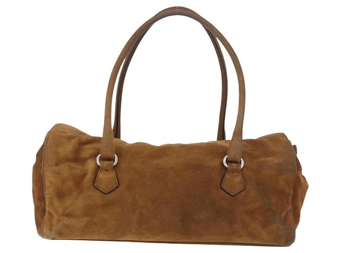 Bolsa Satchel Prada Pattina Pushlock em camurça Marrom - vista 2