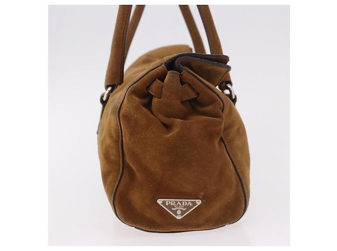 Bolsa Satchel Prada Pattina Pushlock em camurça Marrom - vista 6