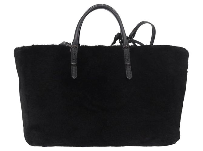 Balenciaga Papier A4 Classic Studs Shearling Medium Nero - vista 2