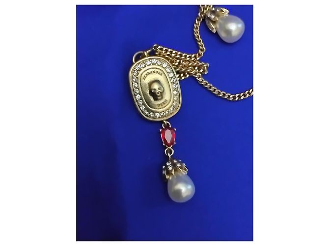 Set Gioielli Alexander McQueen Skull and Pearl D'oro - vista 4