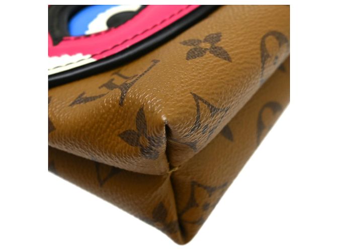 Louis Vuitton Pochette Kabuki in pelle Epi stampata e canvas Monogram Reverse Marrone - vista 6
