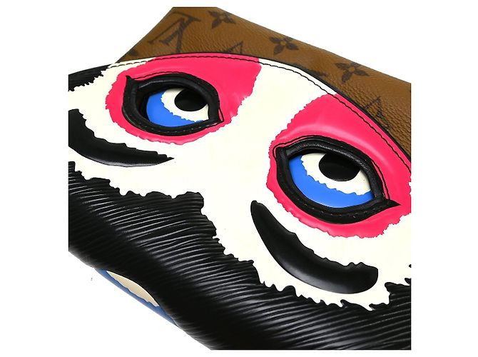 Louis Vuitton Pochette Kabuki in pelle Epi stampata e canvas Monogram Reverse Marrone - vista 7
