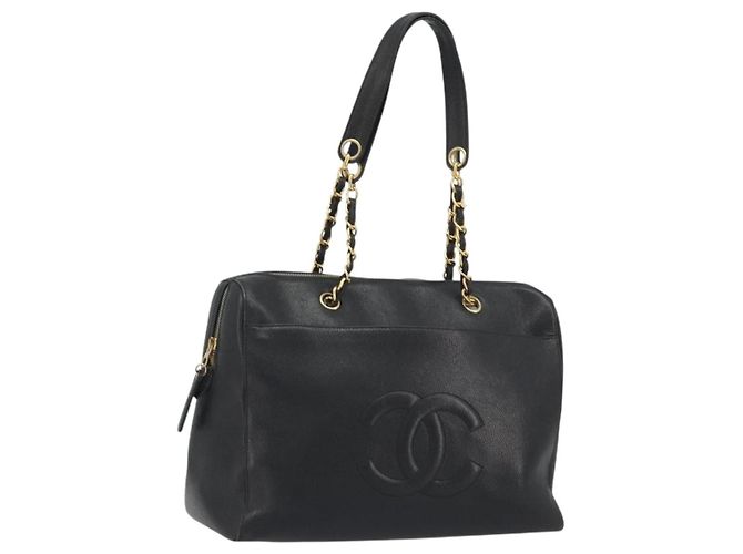 Chanel Timeless Chain Tote Caviar Large Nero - vista 3