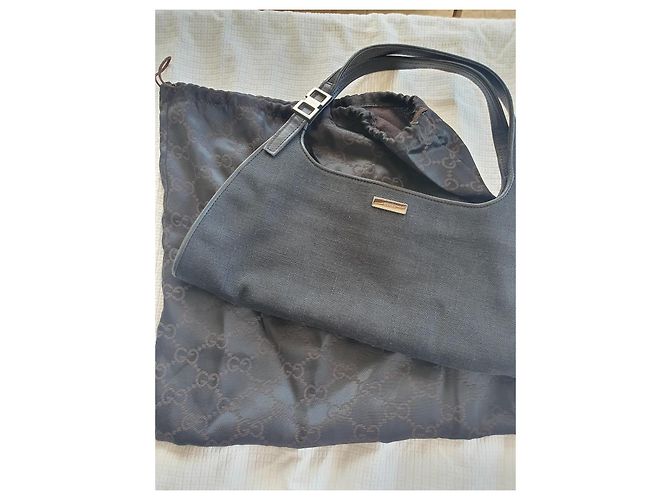 Gucci Bolsa de ombro Hobo em tela preta Preto - vista 8