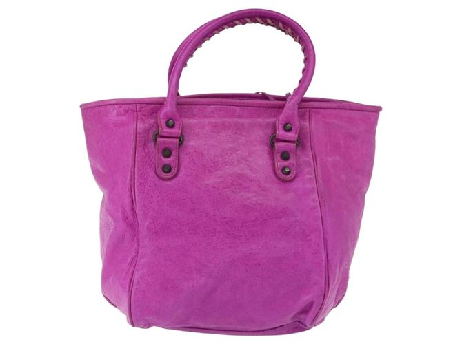Balenciaga Classic Studs Sunday Tote Leather Medium Porpora - vista 2