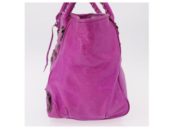 Balenciaga Classic Studs Sunday Tote Leather Medium Porpora - vista 5