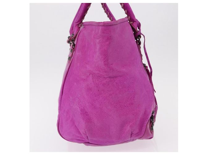 Balenciaga Classic Studs Sunday Tote Leather Medium Porpora - vista 6