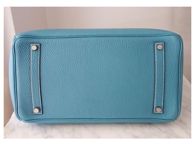 Hermès Birkin 35 Togo Pelle Bleu Jean Blu - vista 11