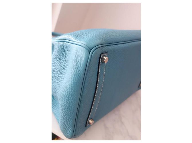 Hermès Birkin 35 Togo Pelle Bleu Jean Blu - vista 12