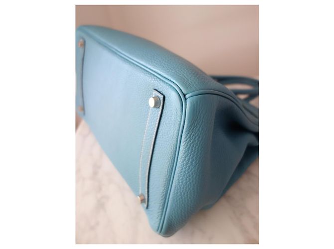 Hermès Birkin 35 Togo Pelle Bleu Jean Blu - vista 13