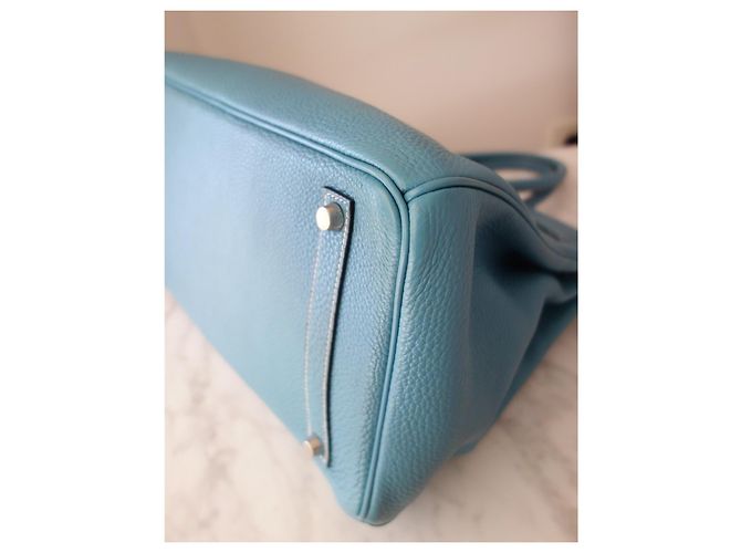 Hermès Birkin 35 Togo Pelle Bleu Jean Blu - vista 14