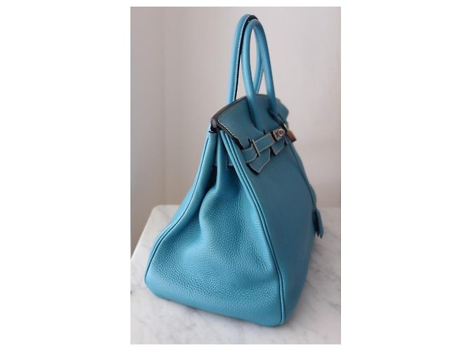 Hermès Birkin 35 Togo Pelle Bleu Jean Blu - vista 15