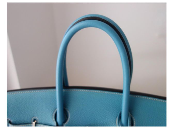 Hermès Birkin 35 Togo Pelle Bleu Jean Blu - vista 16