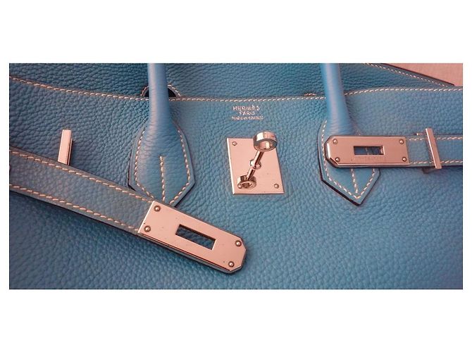 Hermès Birkin 35 Togo Pelle Bleu Jean Blu - vista 8