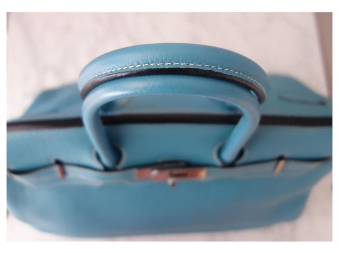 Hermès Birkin 35 Togo Pelle Bleu Jean Blu - vista 9