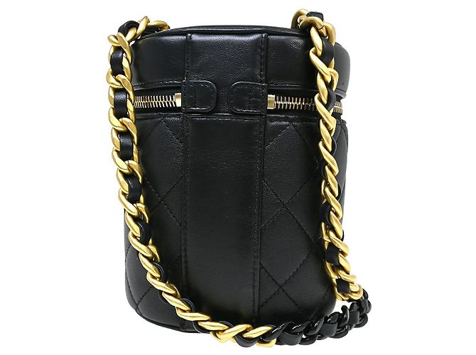 Chanel Side Note Vanity Case aus gestepptem Lammleder Small Schwarz - Ansicht 2