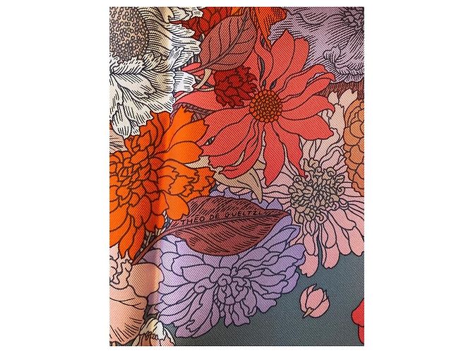 Carré Hermès in seta Twill Robe Légère Rosa Rosso Multicolore Beige Arancione Grigio - vista 5