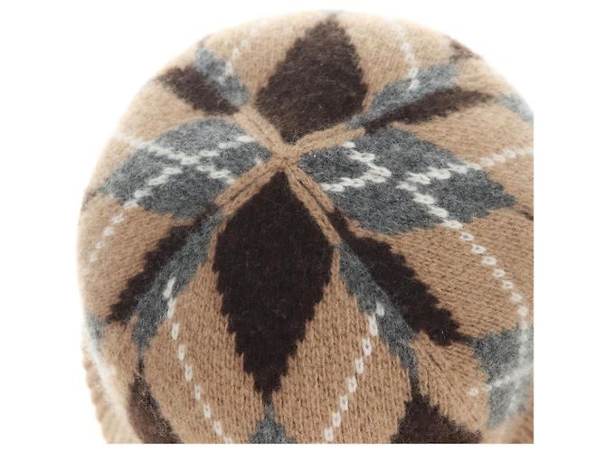 Bob Prada avec logo triangle en laine et cachemire Beige - vue 6