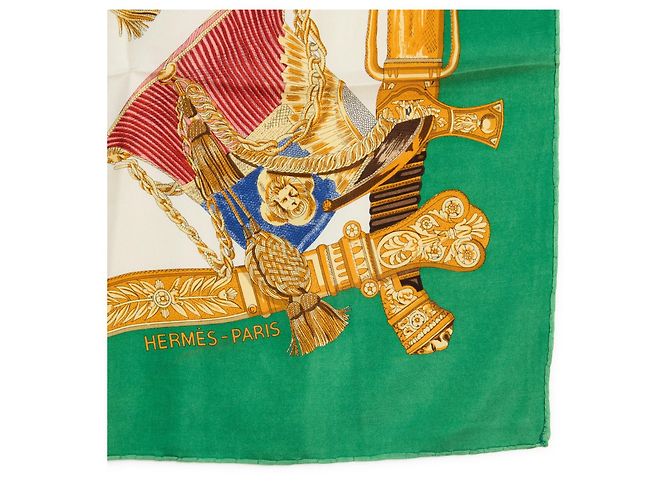 Hermès Grand Uniforme Seidentwill-Schal 90 Grün - Ansicht 4
