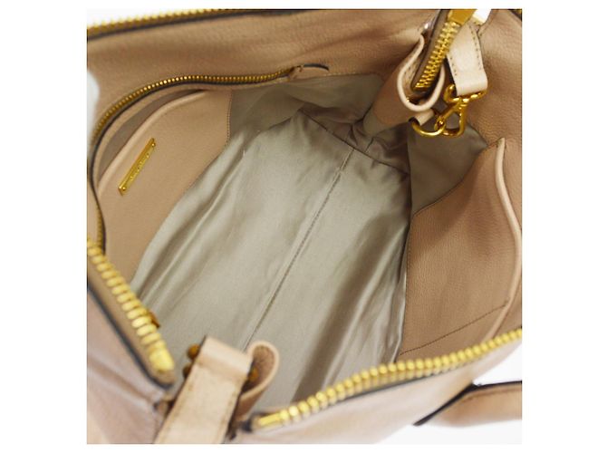 Miu Miu Madras Convertible Side Zip Satchel aus Leder Medium Beige - Ansicht 3