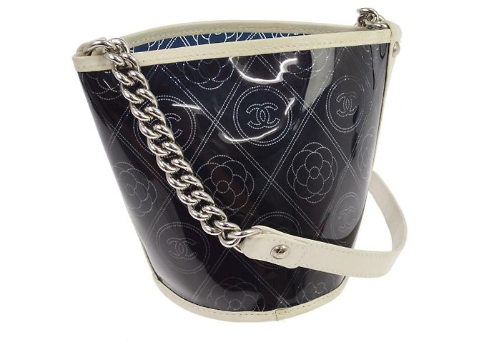 Chanel Camellia Coco Bucket Printed PVC Medium Nero - vista 2