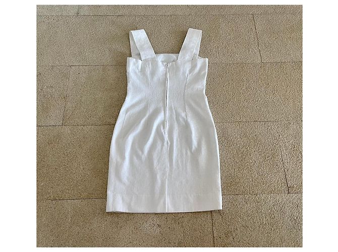 Autre Marque Weißes Mini-Trägerkleid aus Baumwoll-Piqué - Ansicht 11
