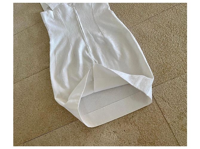 Autre Marque Weißes Mini-Trägerkleid aus Baumwoll-Piqué - Ansicht 12