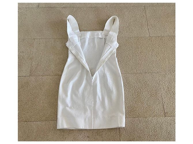 Autre Marque Weißes Mini-Trägerkleid aus Baumwoll-Piqué - Ansicht 13