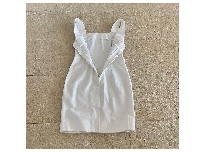 Autre Marque Weißes Mini-Trägerkleid aus Baumwoll-Piqué - Ansicht 14
