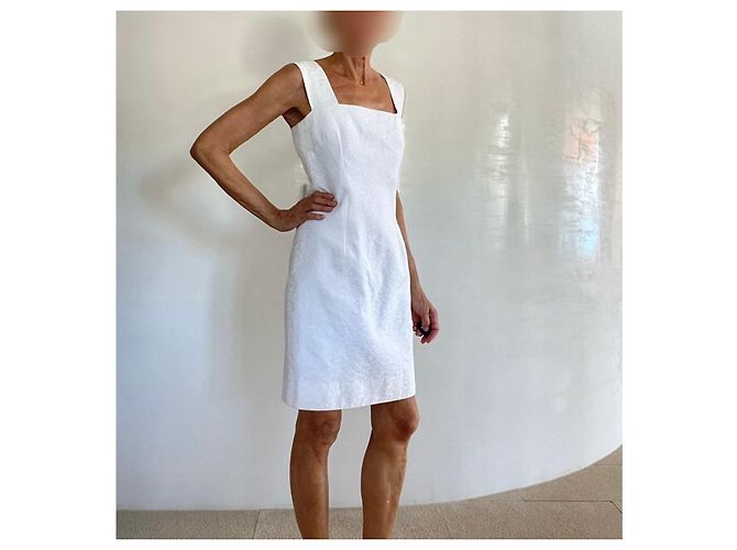 Autre Marque Weißes Mini-Trägerkleid aus Baumwoll-Piqué - Ansicht 2