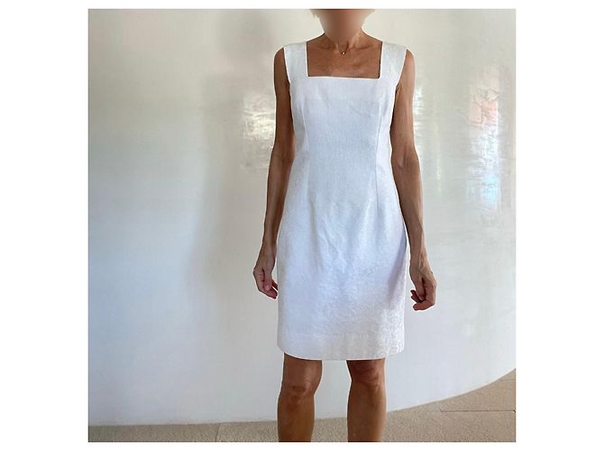 Autre Marque Weißes Mini-Trägerkleid aus Baumwoll-Piqué - Ansicht 3