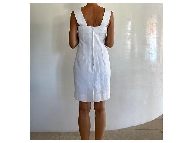 Autre Marque Weißes Mini-Trägerkleid aus Baumwoll-Piqué - Ansicht 4