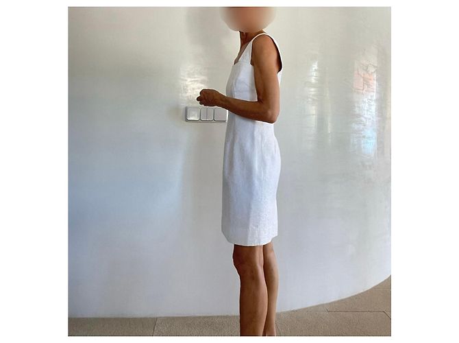 Autre Marque Weißes Mini-Trägerkleid aus Baumwoll-Piqué - Ansicht 5